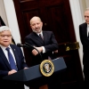 Taiwan Semiconductor Manufacturing Company (TSMC) CEO C.C. Wei, left, is accompanied by U.S. Commerce Secretary Howard Lutnick and David Sacks, U.S. President Trump's AI and crypto Cczar, at the White House on March 3. Trump announced that Taiwan Semiconductor Manufacturing Company, one of the largest manufacturers of semiconductor chips, plans to invest $100 billion in new manufacturing facilities in the United States.