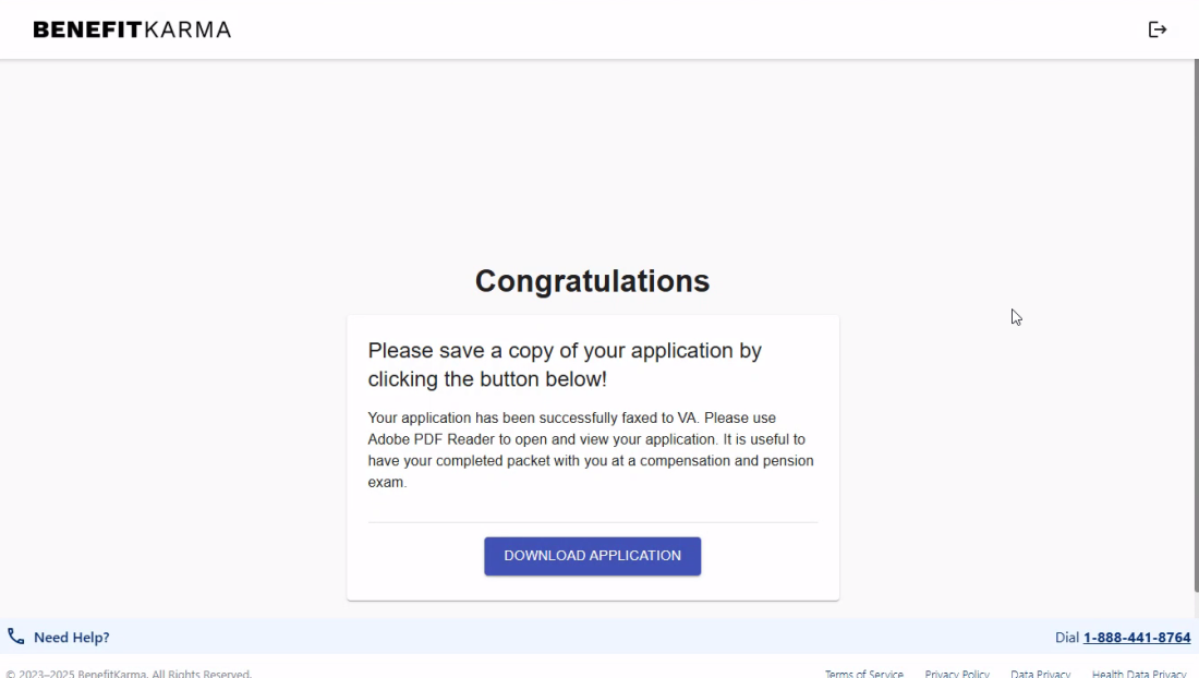 Confirmation screen following Erik Jensen’s acceptance of Trajector’s claim paperwork.