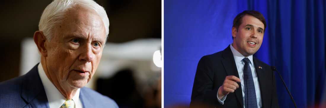 Left: Rep. Jack Bergman (R-Mich.) sponsors CHOICE Act, which would regulate claims companies and set a cap on what they can charge. Right: Rep. Chris Pappas (D-N.H.) is the sponsor of the competing GUARD Act, which would crack down on unaccredited claims companies.