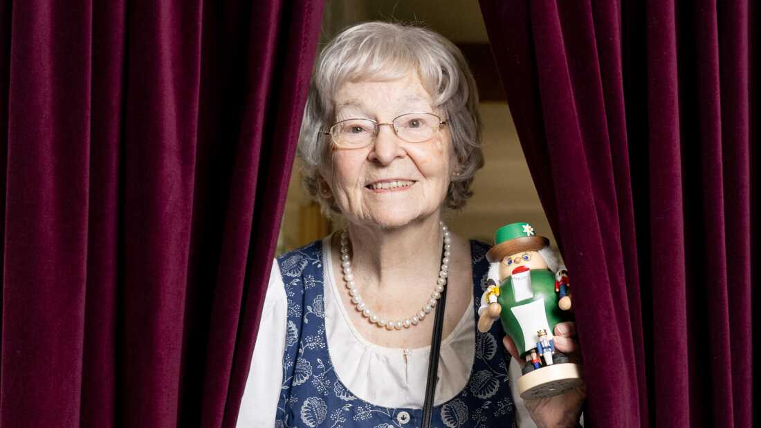 Arlene Wagner founded the Leavenworth Nutcracker Museum in 1995 with her late husband, George Wagner. It now holds the largest collection of nutcrackers in the U.S. She is pictured holding a figurine called The Nutcracker Lady, which was designed in her image by a German craft maker.