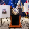 Pictures of National Guard members Andrew Wolfe and Sarah Beckstrom, who were shot on November 26 in Washington, are displayed next to a picture of the suspect of the shooting, Afghan national Rahmanullah Lakanwal, on the day of a press conference with FBI Director Kash Patel, U.S. Attorney for D.C. Jeanine Pirro and other authorities, in Washington, D.C., U.S., November 27, 2025.