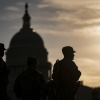 Members of the National Guard patrol near the U.S. Capitol on Oct. 1.