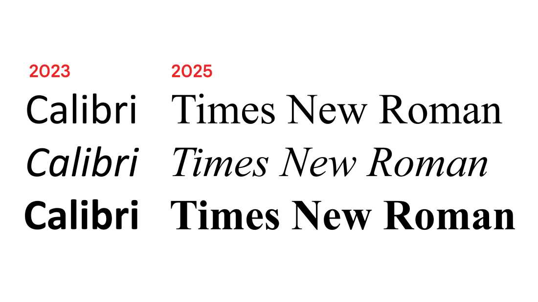 The names "Calibri" and "Times New Roman" in their respective fonts.