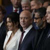 Amazon founder and Washington Post owner Jeff Bezos, shown above next to his now-wife, Lauren Sanchez, and other digital titans, at the inauguration of President Trump in January, has written: “When it comes to the appearance of conflict, I am not an ideal owner of The Post.” The Post, has published several recent editorials that did not disclose they focused on matters in which Bezos had an interest.