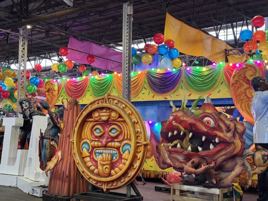 This working warehouse is where Kern Studios produces its mammoth floats for Mardi Gras and major events.