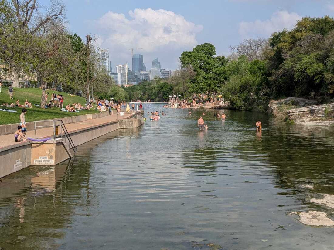 Barton Springs Pool in Austin, Texas, is a 3-acre natural swimming pool.