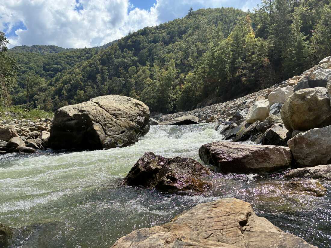 The forested gorge of the Nolichucky River, a whitewater and outdoor enthusiasts' destination, makes a comeback post-Helene.