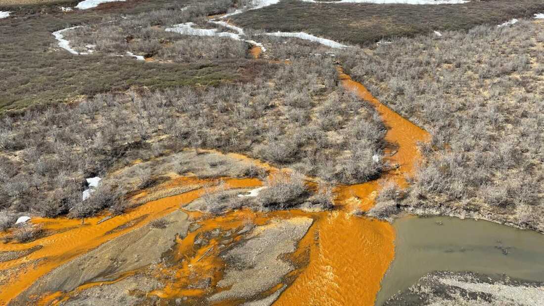 "Rusting rivers" are increasingly common in the Brooks Range of northern Alaska, the result of thawing permafrost. The orange color is caused by naturally occurring iron, but it also often indicates elevated levels of heavy metals.