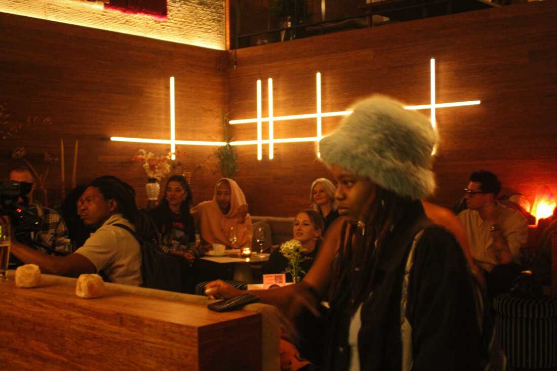 People listen to a panel discussion at an event called "Break the Silence for Sudan," which was organized to help raise funds for Radio Dabanga, in Amsterdam on Oct. 22.