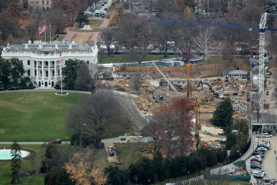 Earlier this month, demolition work continued where the East Wing once stood at the White House. President Trump ordered the 123-year-old East Wing and Jacqueline Kennedy Garden leveled to make way for a new 90,000-square-foot ballroom that he says will be paid for with private donations from companies including Apple, Amazon, Meta, Microsoft and Google.