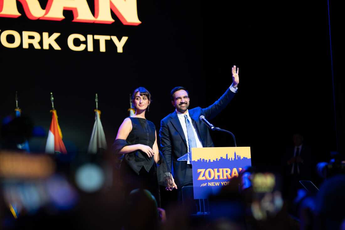 People gather for New York Mayoral candidate Zohran Mamdani's victory party at the Brooklyn Paramount, in New York City, on Nov. 4, 2025.
