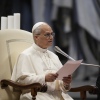 Pope Leo XIV attends a meeting with jubilee pilgrims from the Italian region of Umbria in St. Peter's Basilica at the Vatican, Saturday, Sept. 13.