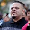Kilmar Abrego Garcia speaks during a rally and prayer vigil for him before he enters a U.S. Immigration and Customs Enforcement (ICE) field office on August 25, 2025 in Baltimore, Maryland.