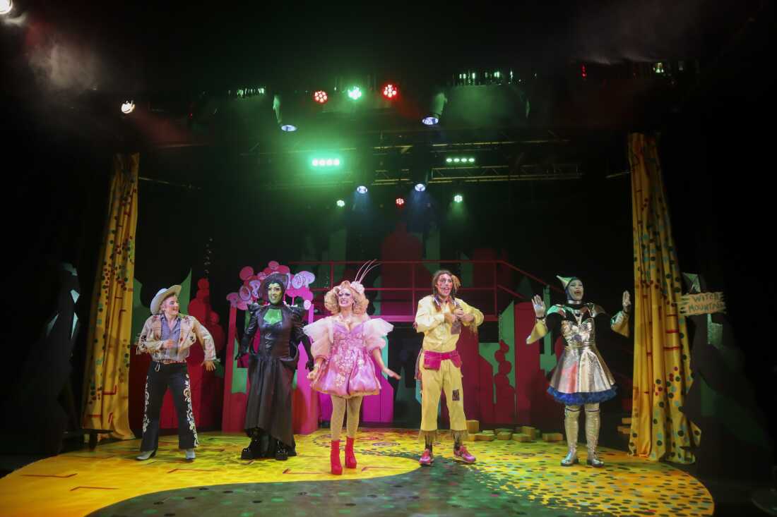 Characters perform on stage at the Wicked Witches pantomime in north London, on Dec. 6.