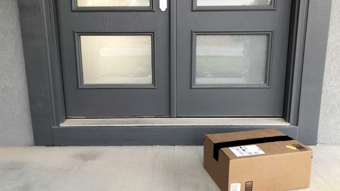 a package sitting by a front door