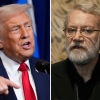 Side-by-side photos show President Trump at Mar-a-Lago, in Palm Beach, Fla.. on Dec. 29, and Iranian Secretary of Supreme National Security Council Ali Larijani in Beirut, Aug. 13, 2025.