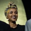 Rep. Ilhan Omar, D-Minn., appears onstage during the Congressional Black Caucus Foundation Phoenix Awards Dinner, in Washington, Saturday, Sept. 27.