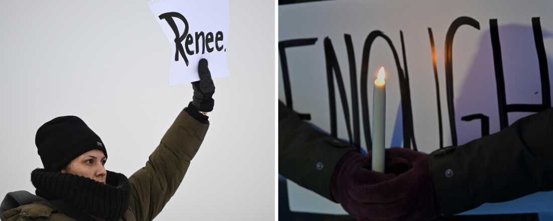 Protesters gather outside the Bishop Henry Whipple Federal Building, on Jan. 8, 2026, in Minneapolis.