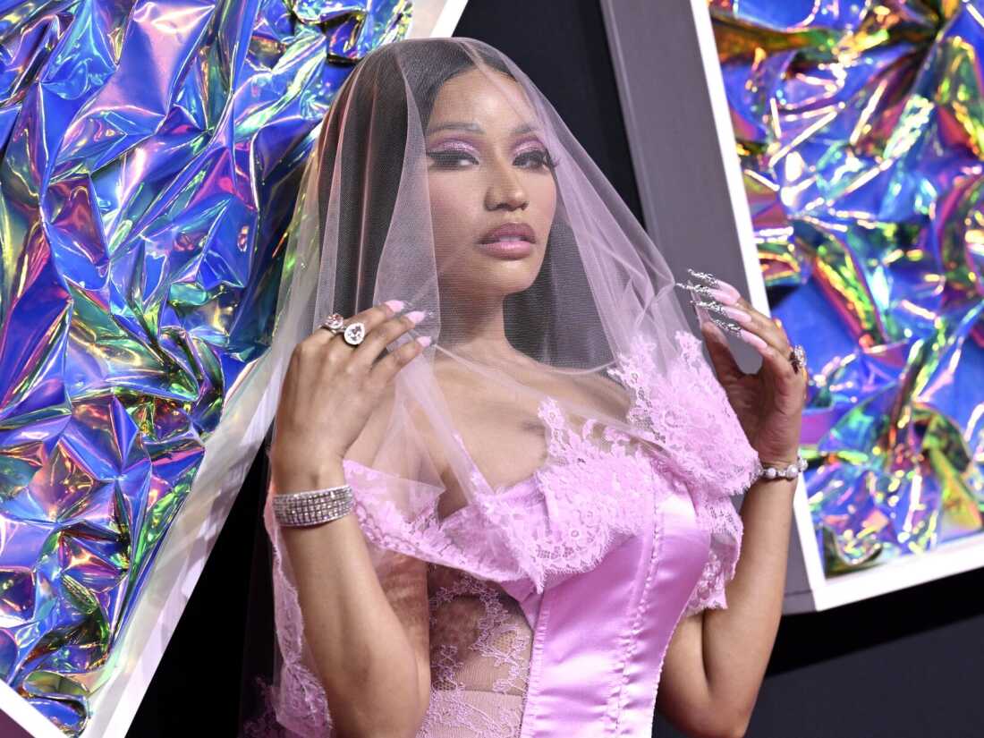 Nicki Minaj arrives at the MTV Video Music Awards on Sept. 12, 2023, at the Prudential Center in Newark, N.J. Rapper Nicki Minaj says bags were searched on way out of Netherlands.  (Photo by Evan Agostini/Invision/AP, File)