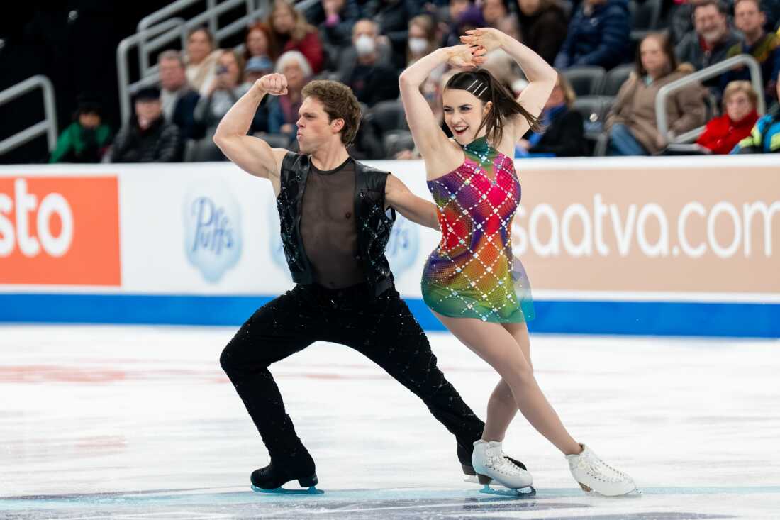 Caroline Green and Michael Parsons compete in the ice dance competition during the 2026 U.S. Figure Skating Championships at the Enterprise Center on Thursday, Jan. 8, 2026, in St. Louis’ Downtown West neighborhood.
