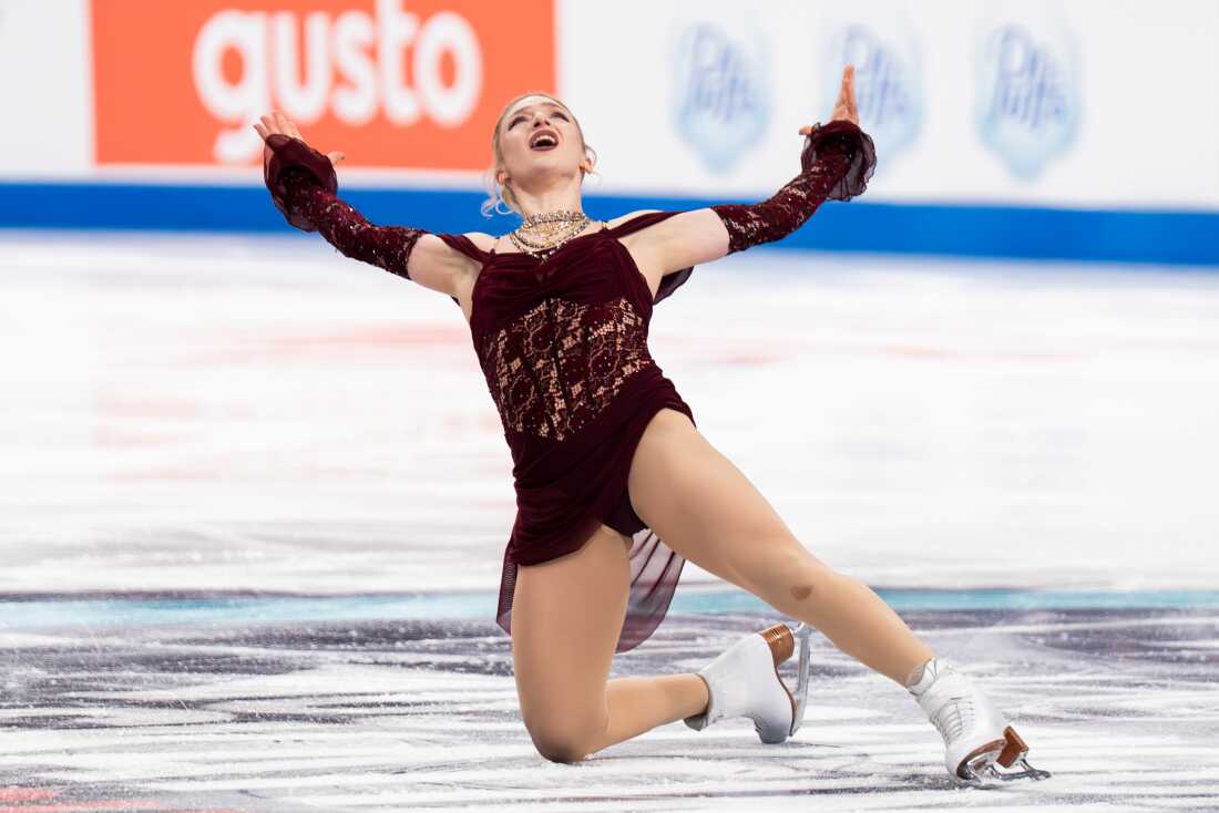 Amber Glenn, of Dallas FSC, competes in the women's short program during the 2026 U.S. Figure Skating Championships at the Enterprise Center on Wednesday, Jan. 7, 2026, in St. Louis’ Downtown West neighborhood. Glenn nabbed the event’s top score on Wednesday night.
