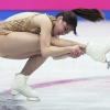 Alysa Liu, of the United States, performs during the women's free skating program at the figure skating world championships in Boston on Friday.