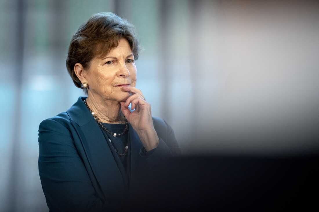 Jeanne Shaheen attends a press conference with an American delegation, consisting of senators and members of the House of Representatives, in Copenhagen, Denmark, on Saturday. 