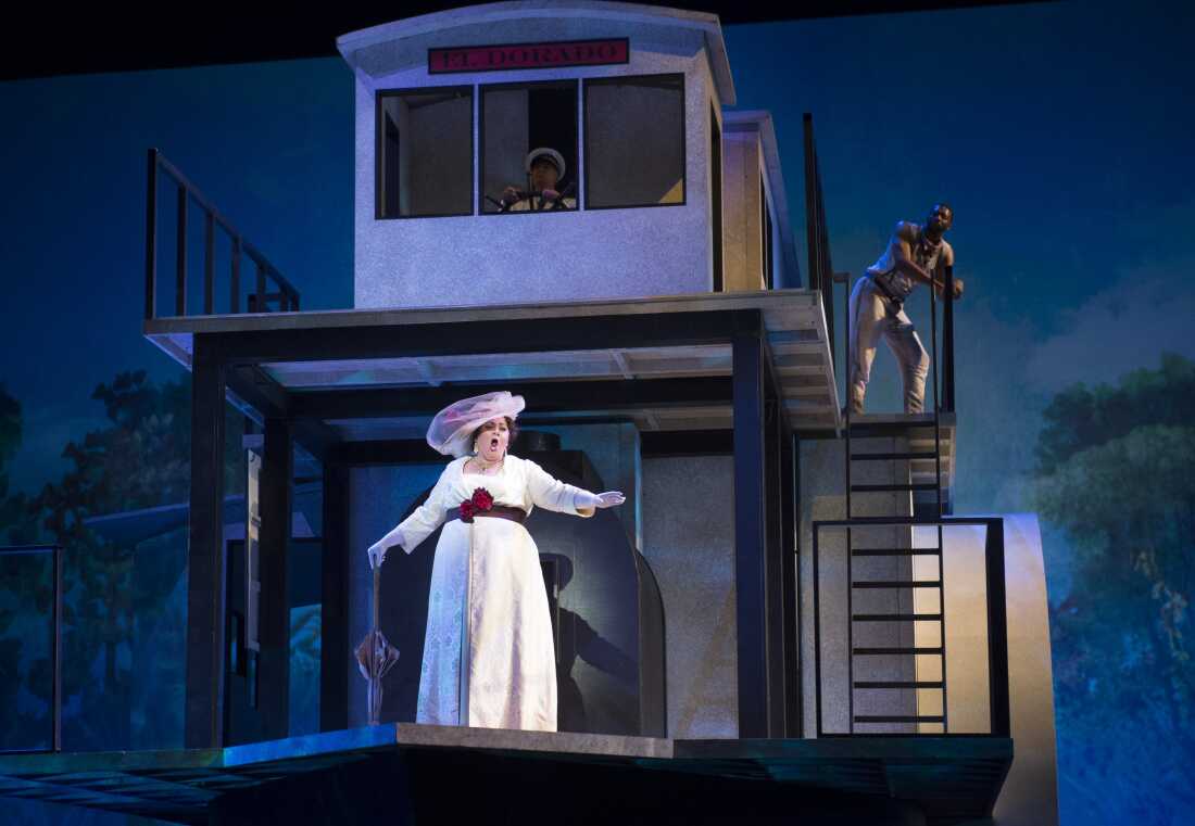 Christine Goerke, in the part of Florencia, sings during a performance of "Florencia in the Amazon," presented by the Washington National Opera, at the John F. Kennedy Center for the Performing Arts in Washington, D.C. on Sept. 17, 2014.