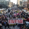 Large crowds gather downtown in subzero temperatures as hundreds of Minnesota businesses close in a statewide “ICE Out” protest and strike against federal immigration enforcement and the expanded ICE operations in Minneapolis, Minnesota, Jan. 23, 2026. Photographed by Erin Trieb for NPR.