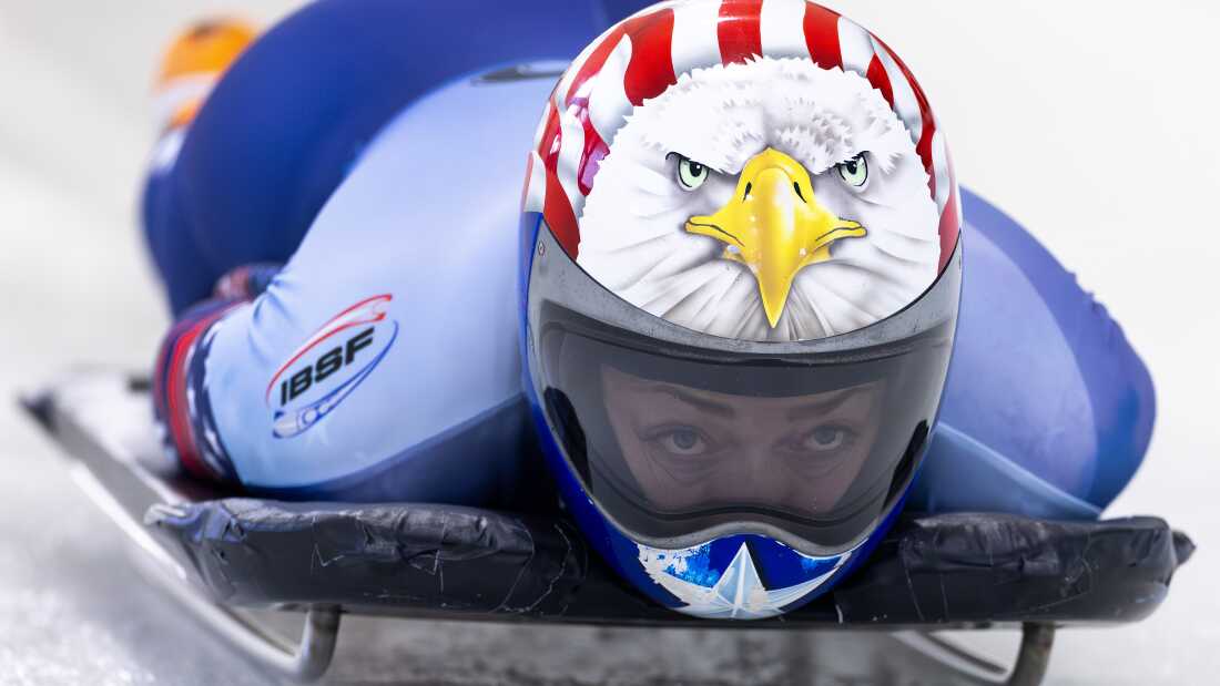 Katie Uhlaender of the USA competed during the Women’s Skeleton race of the 2025 IBSF World Championships at Mt Van Hoevenberg on March 06, 2025 in Lake Placid, New York.