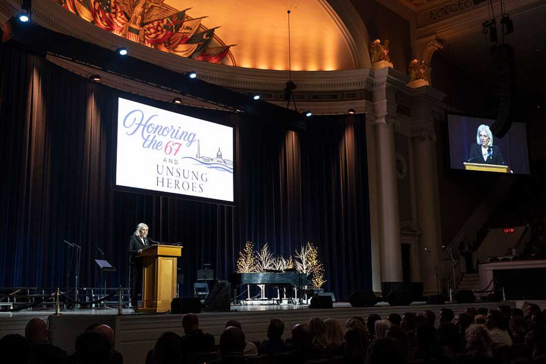 The chair of the National Transportation Safety Board, Jennifer Homendy, speaks at a memorial event in Washington, D.C. this week.