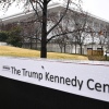A recently installed sign at Washington, D.C.'s Kennedy Center on Jan. 10. The renaming of the center has not been approved by Congress. under the performing arts complex' A general view shows the Kennedy Center in Washington, DC on January 10, 2026. The Washington National Opera announced on January 9 that it would move its performances from the John F. Kennedy Center for the Performing Arts which has been its home since 1971. Artists have cancelled performances at Washington's premier performing arts center to protest its renaming to include US President Donald Trump. (Photo by Mandel NGAN / AFP via Getty Images)