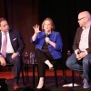Washington Post columnist Ruth Marcus (in a blue jacket) speaks on stage during a panel at the New Yorker Festival in 2018. (Photo by Thos Robinson/Getty Images for The New Yorker)