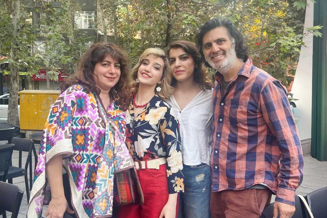 The filmmakers with actresses Hana Mana and Mahshad Bahram from The Friend's House is Here.