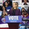 Democratic U.S. Rep. Mikie Sherrill speaks during a Get Out the Vote Rally on Nov. 1 in Newark, N.J. The Associated Press has declared Sherrill the winner of Tuesday's race over Republican candidate Jack Ciattarelli.